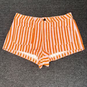 Silence + Noise Curved Hem Micro Short Womens 28 Orange Purple Striped Festival6